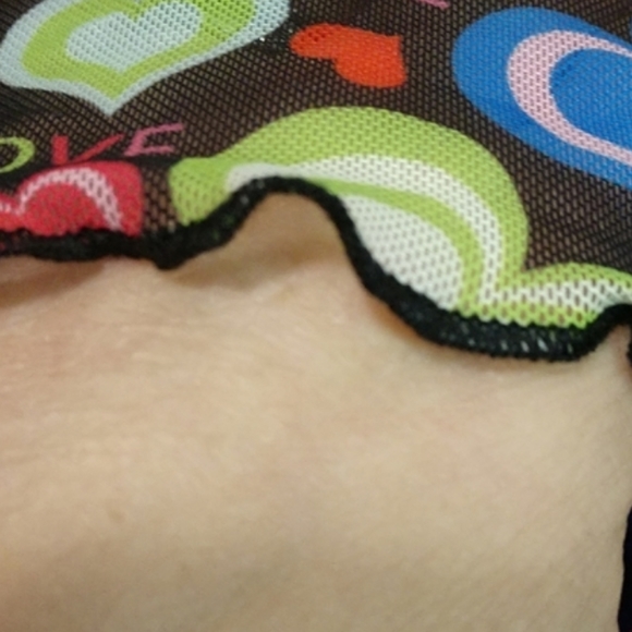 Love Heart Lettuce Trim Mesh Skirt Attached Panty Swimsuit Cover-up Med - Picture 7 of 13